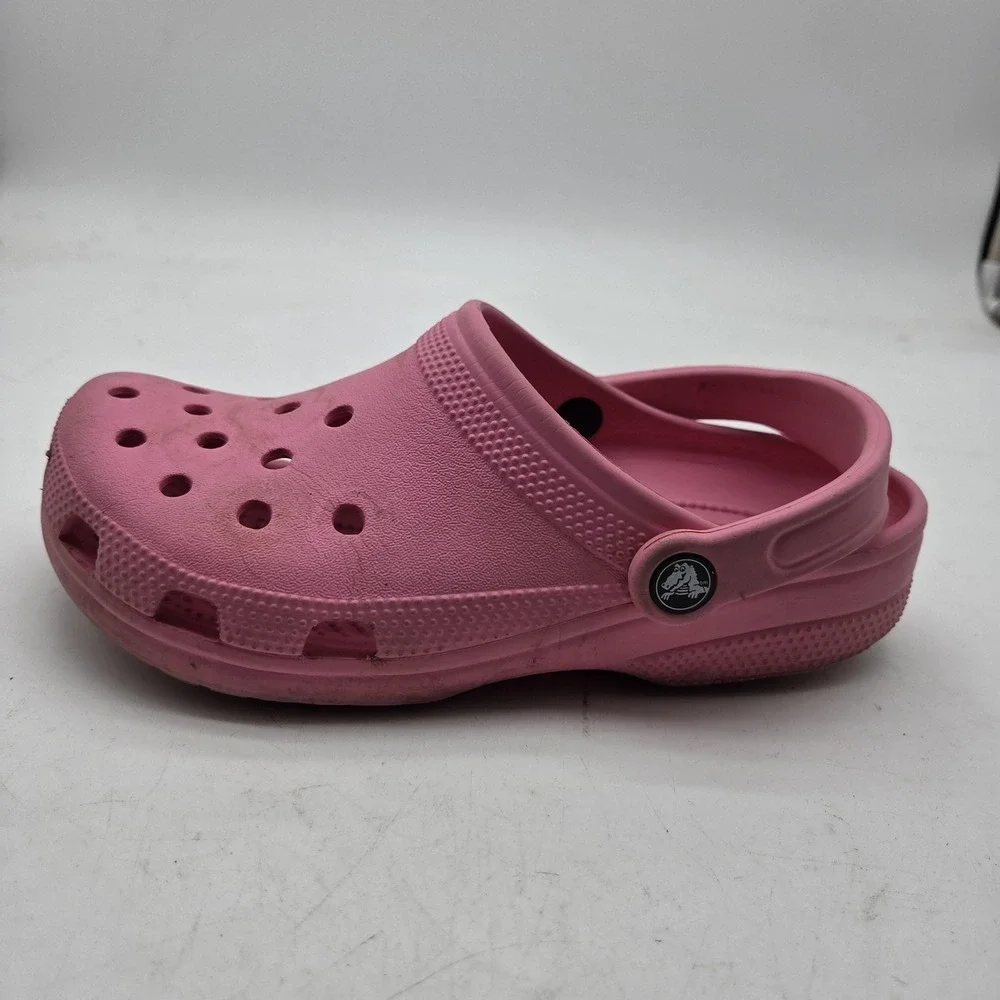 Crocs Shoes Kids Size 7 Pink Classic Clog Slip On Sandals Casual Rubber